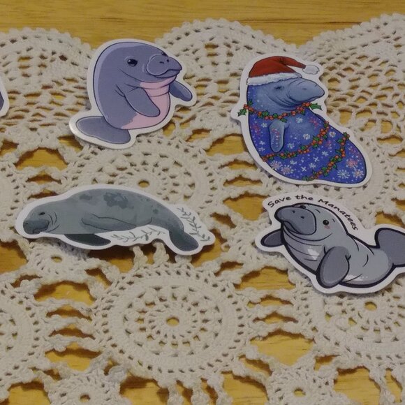 Manatee Stickers for cellphone, hydroflask, computer, locker, crafts, scrapbook - Picture 5 of 7
